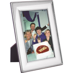 Beaded Photo Frame 925 Sterling Silver English Hallmarks with Mahogany Back 25cm x 20cm