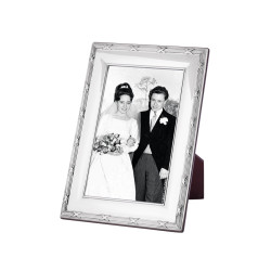 Ribbon and Reed Photo Frame 925 Sterling Silver English Hallmarks with Mahogany Back 13cm x 9cm