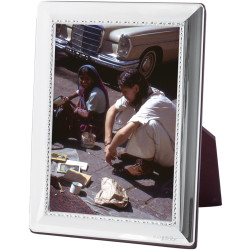 Egg and Bead Photo Frame 925 Sterling Silver English Hallmarks with Mahogany Back 25cm x 20cm