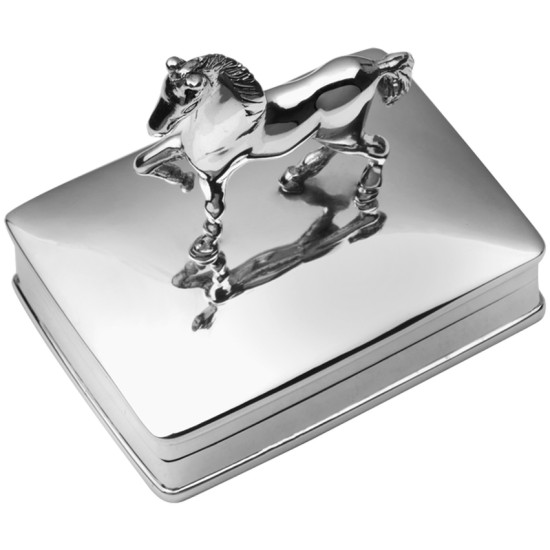 Horse on Rectangular Pill Box 925 Sterling Silver English Hallmarks