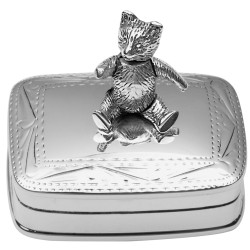 Moving Teddy Bear Pill Box 925 Sterling Silver English Hallmarks