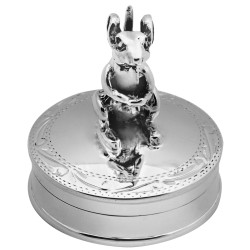 Mouse on Round Pill Box 925 Sterling Silver English Hallmarks