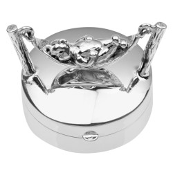 Teddy on Swinging Hammock Pill Box 925 Sterling Silver English Hallmarks