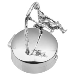 Fairy on Swing Pill Box 925 Sterling Silver English Hallmarks