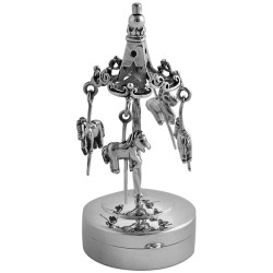 Merry Go Round on Round Pill Box 925 Sterling Silver English Hallmarks