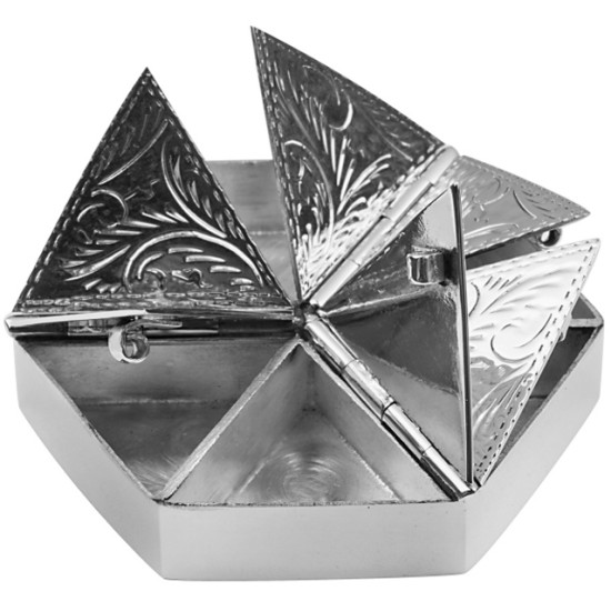 Hexagonal 6 Compartment Engraved Pill Box 925 Sterling Silver English Hallmarks
