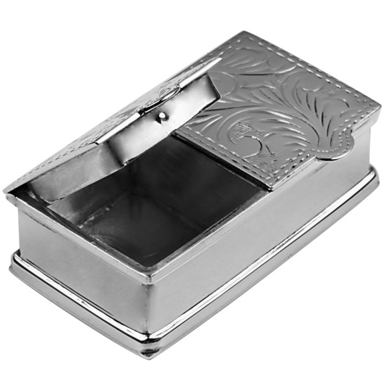 Rectangular Double Compartment Engraved Pill Box 925 Sterling Silver English Hallmarks