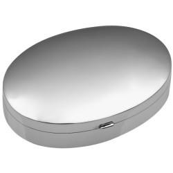 Large Plain Oval Pill Box 925 Sterling Silver English Hallmarks