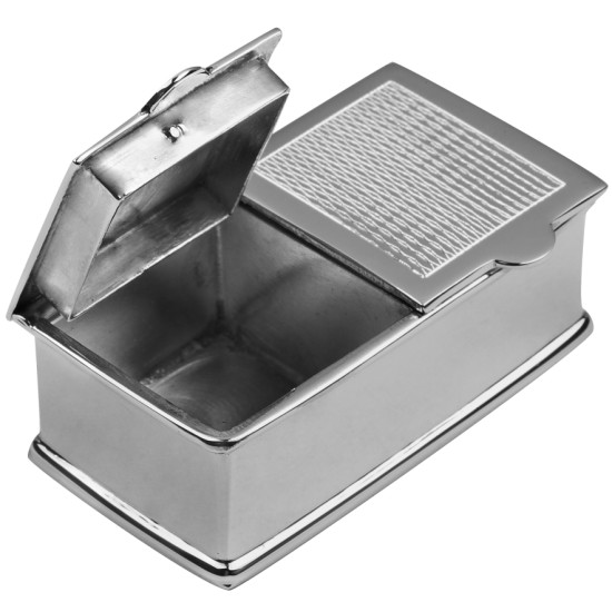 Rectangular Double Compartment Engine Turned Pill Box 925 Sterling Silver English Hallmarks