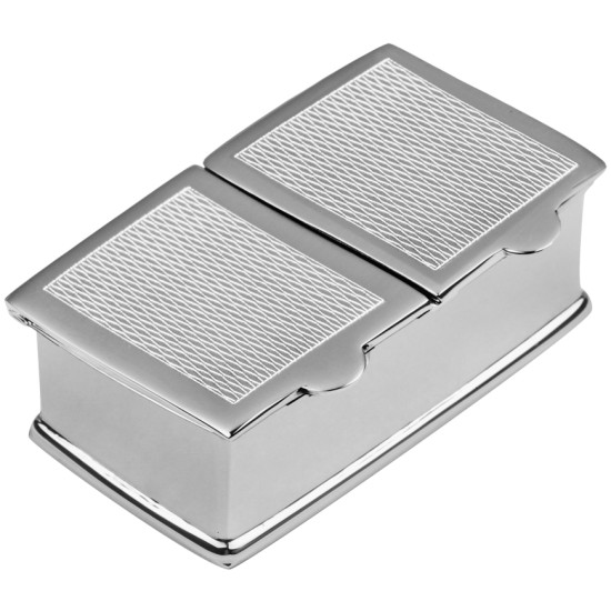 Rectangular Double Compartment Engine Turned Pill Box 925 Sterling Silver English Hallmarks