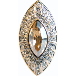 Elegant Ring Edwardian Style Gold Plated Metal Alloy Set With Sparkling Austrian Crystals