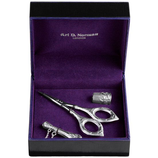 3 Piece Sewing Set Victorian Style 925 Sterling Silver English Hallmarks