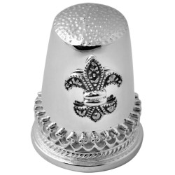 Fleur De Lys Thimble Victorian Style 925 Sterling Silver English Hallmarks Set with Marcasite