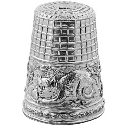 Cat Thimble Victorian Style 925 Sterling Silver English Hallmarks