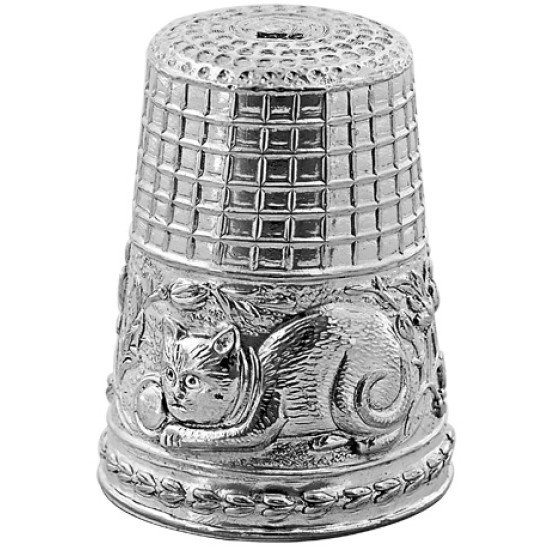 Cat Thimble Victorian Style 925 Sterling Silver English Hallmarks