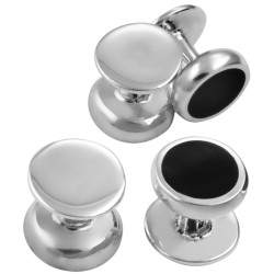 Set of 4 Dress Shirt Studs 925 Sterling Silver Set With Onyx