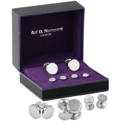 Plain Cufflinks and Studs Dress Shirt Set 925 Sterling Silver English Hallmarks