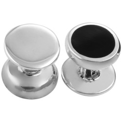 Button Stud 925 Sterling Silver Set With Black Onyx