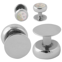 Button Design Button Stud 925 Sterling Silver Set With Mother of Pearl