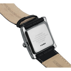Unisex Watch 925 Sterling Silver English Hallmarks Set With Diamonds With Black Leather Strap