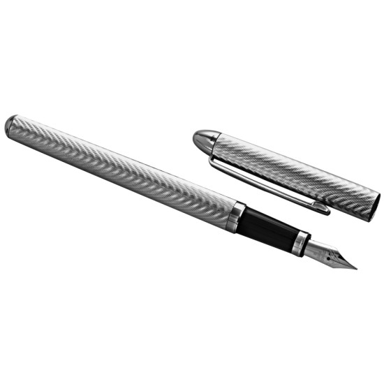 Engine Turned Wave Design Fountain Pen 925 Sterling Silver English Hallmarks