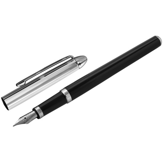 Fountain Pen 925 Sterling Silver English Hallmarks with Black Acrylic