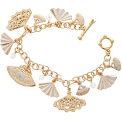 Elegant Bracelet Edwardian Style Gold Plated Metal Alloy Set with Enamel and Sparkling Austrian Crystals