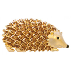 Hedgehog Pin Brooch Gold Plated Metal Alloy Set With Sparkling Austrian Crystals