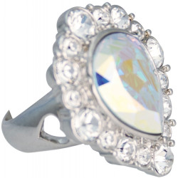 Elegant Ring Edwardian Style Rhodium Plated Metal Alloy Set With Sparkling Austrian Crystals