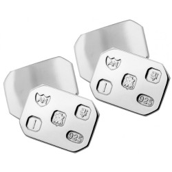 Feature Hallmark Rectangular Chain Link Cufflinks 925 Sterling Silver English Hallmarks