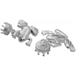 Frog and Crown Chain Link Cufflinks 925 Sterling Silver English Hallmarks