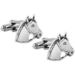 Horse Head Torpedo Cufflinks 925 Sterling Silver English Hallmarks