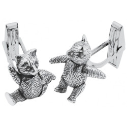 Teddy Bear Torpedo Cufflinks 925 Sterling Silver English Hallmarks with Moving Arms and Legs