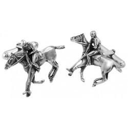 Polo Player Torpedo Cufflinks 925 Sterling Silver English Hallmarks