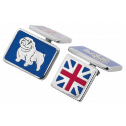 British Bulldog Chain Link Cufflinks 925 Sterling Silver English Hallmarks